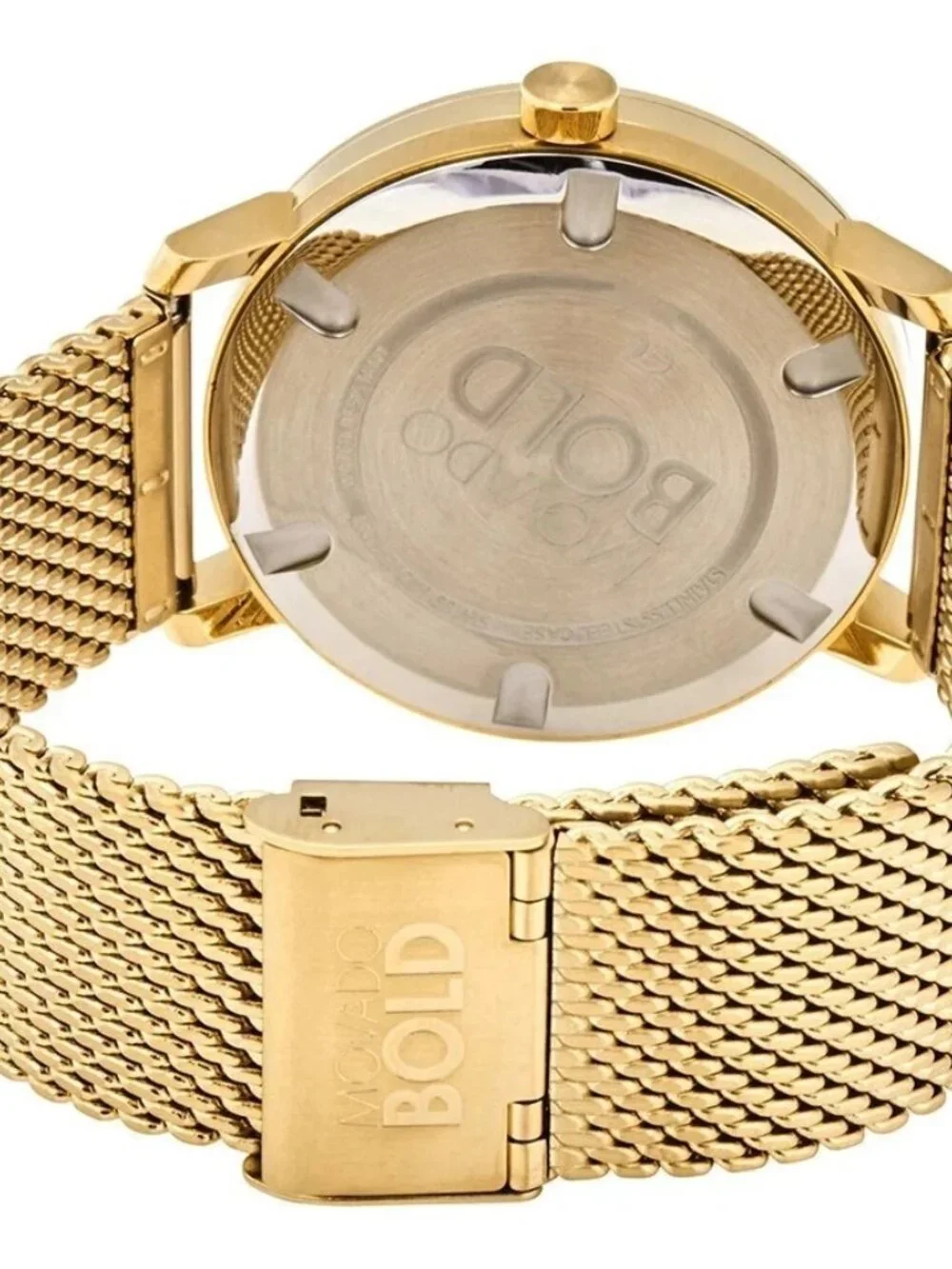 Movado Bold Mens Gold Tone Mesh Bracelet Brown Dial Watch